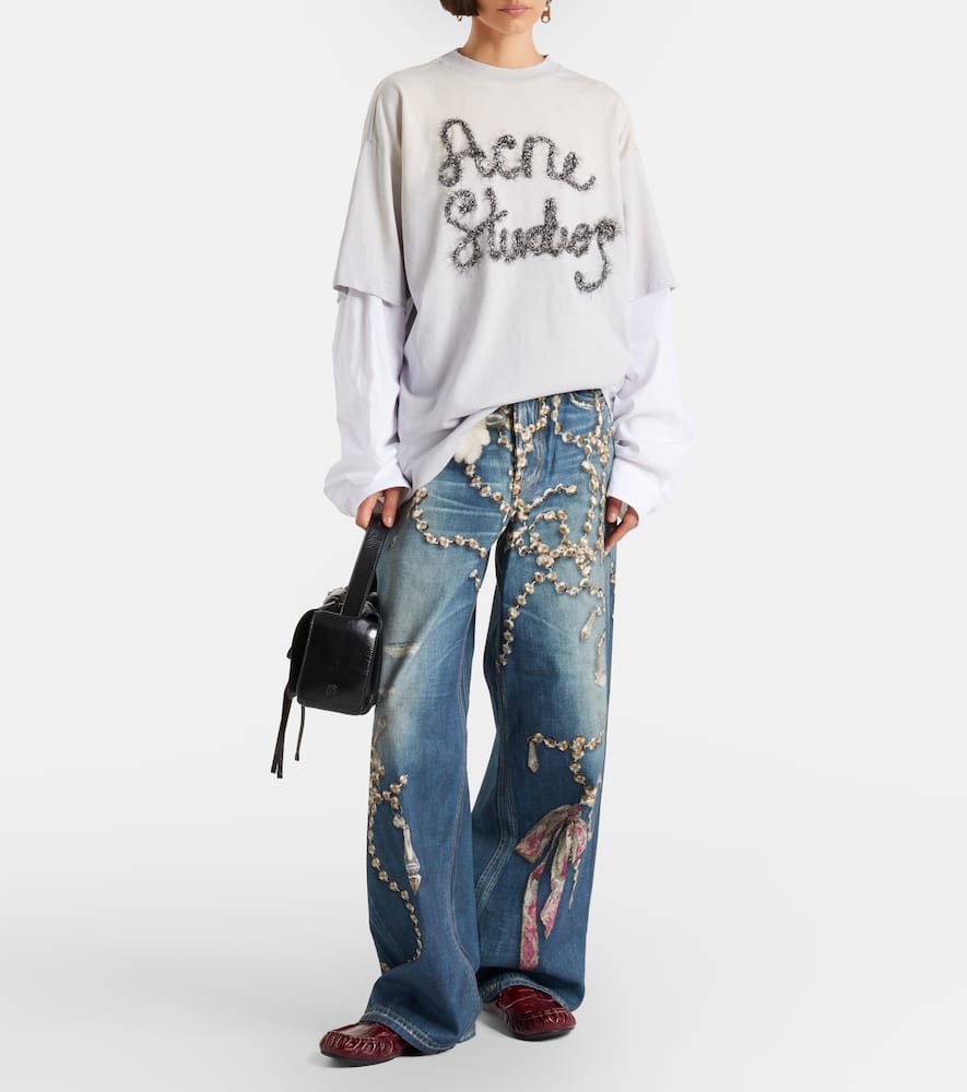 Acne Studios Edra Layered Cotton T-shirt In Gray