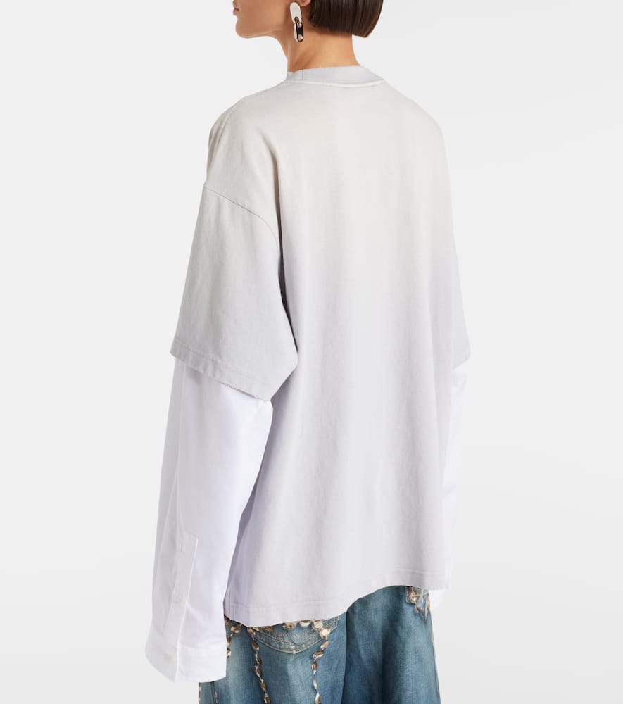 Acne Studios Edra Layered Cotton T-shirt In Gray
