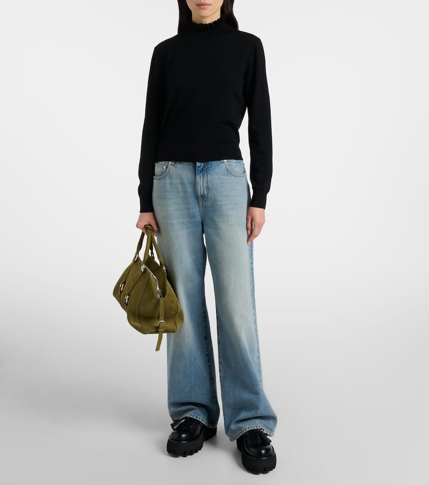 Alexander Mcqueen Farringdon Medium Suede Tote Bag In Green