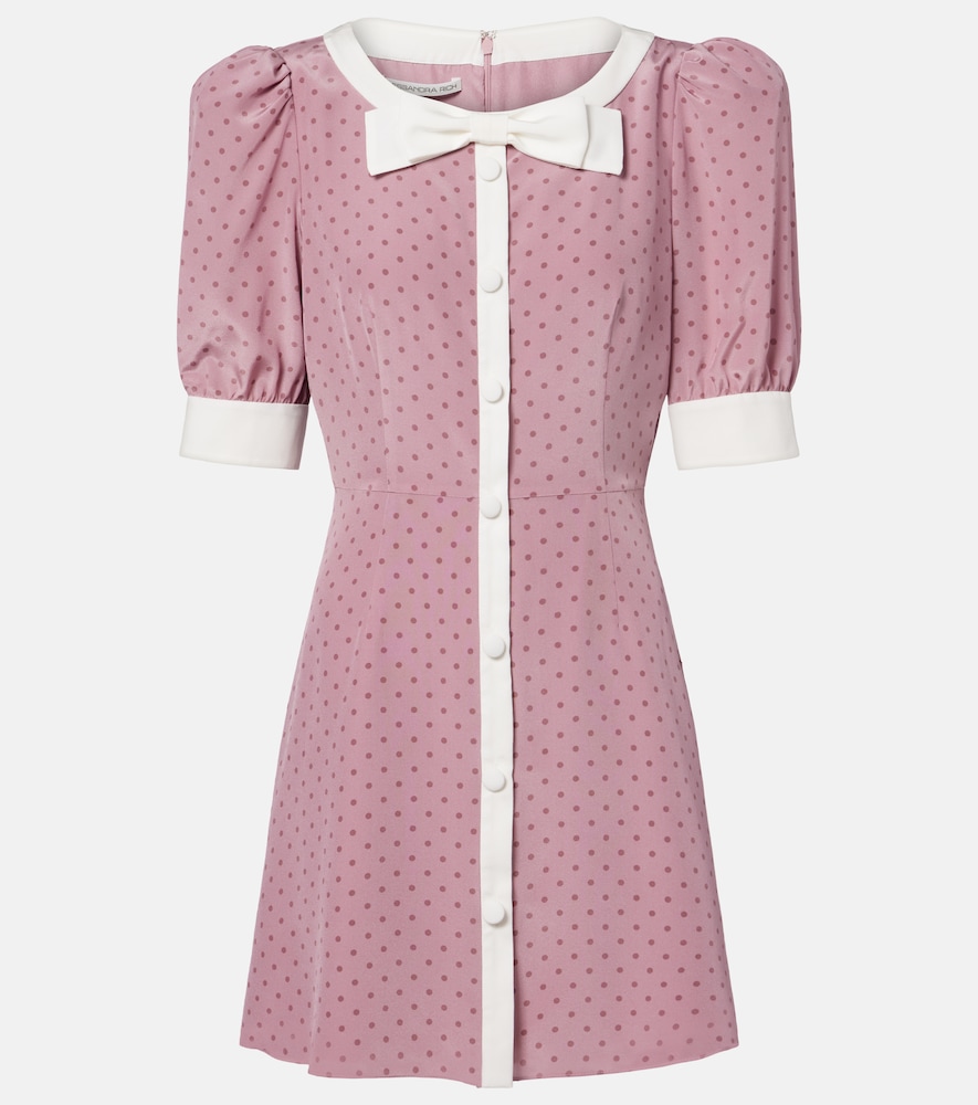 Alessandra Rich Bow Detail Polka Dot Silk Minidress