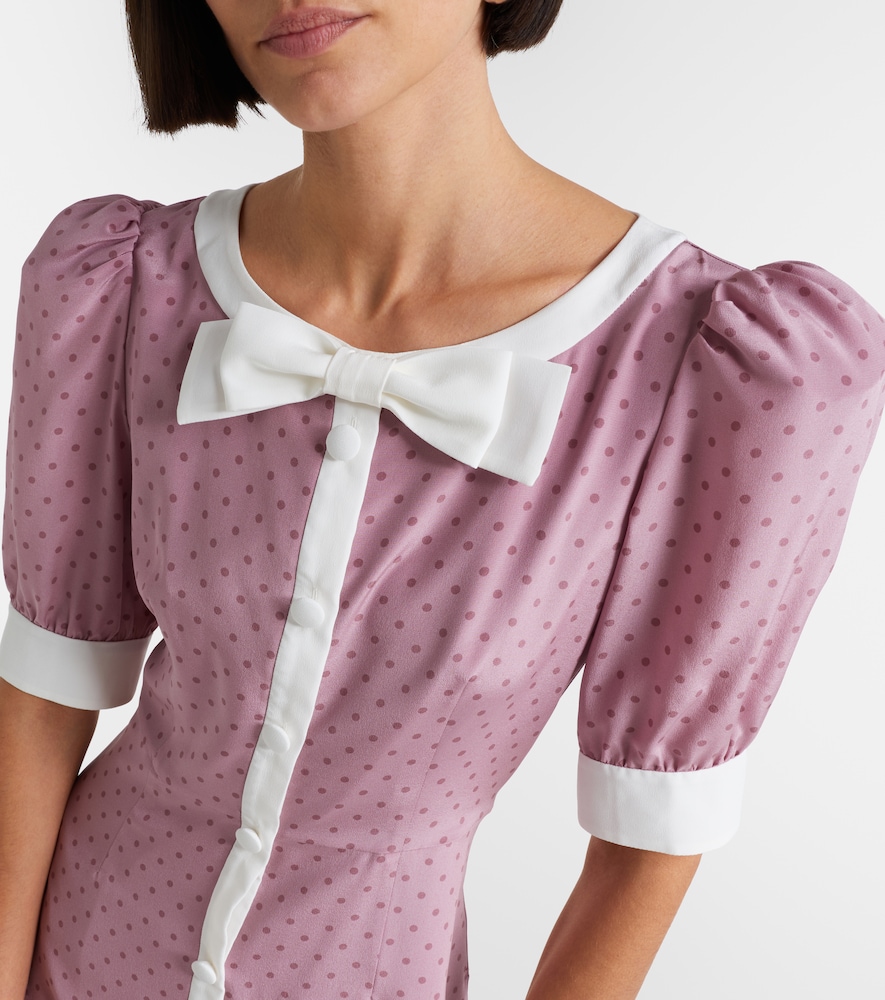 Bow-Detail Polka-Dot Silk Minidress