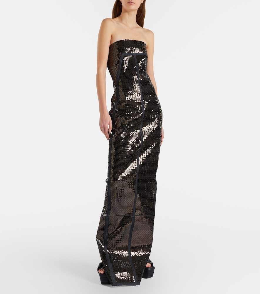  Rick Owens Rick Owens Sequined Denim Bustier Gown 