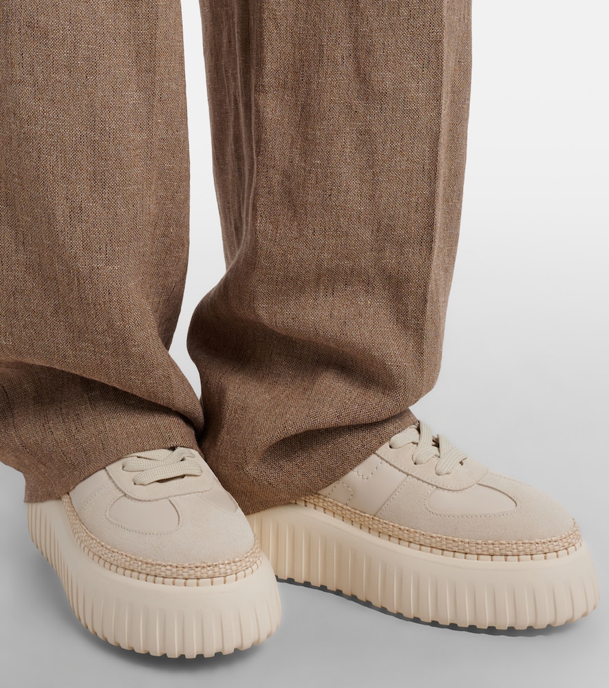 Hogan H710 H-Stripes leather and suede platform sneakers