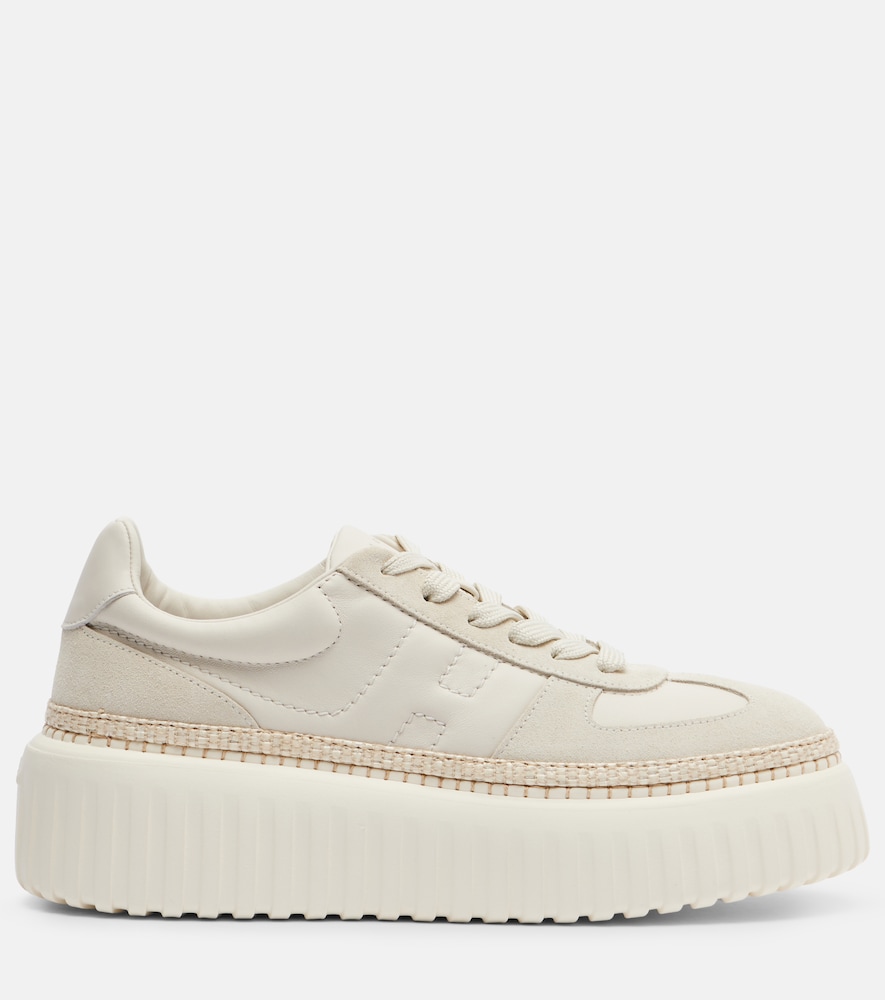 H710 H-Stripes Leather And Suede Platform Sneakers