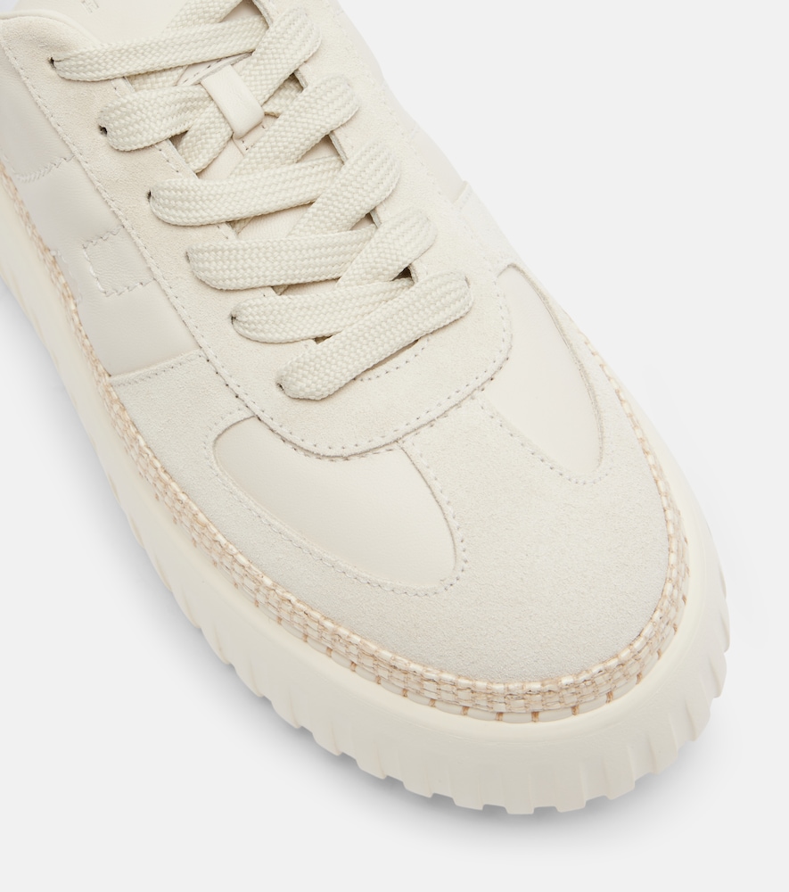 H710 H-Stripes Leather And Suede Platform Sneakers
