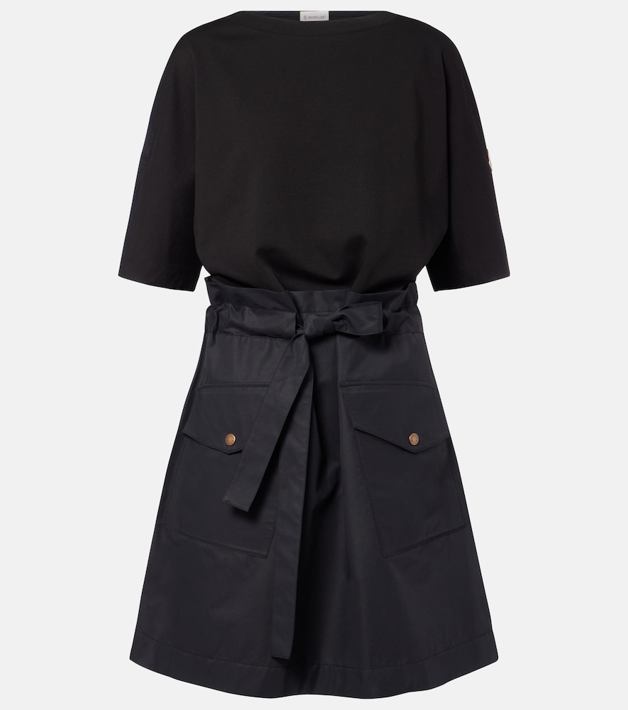 Moncler Belted cotton-blend jersey minidress