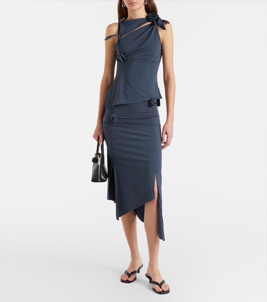 Coperni Floral-appliqué jersey midi skirt