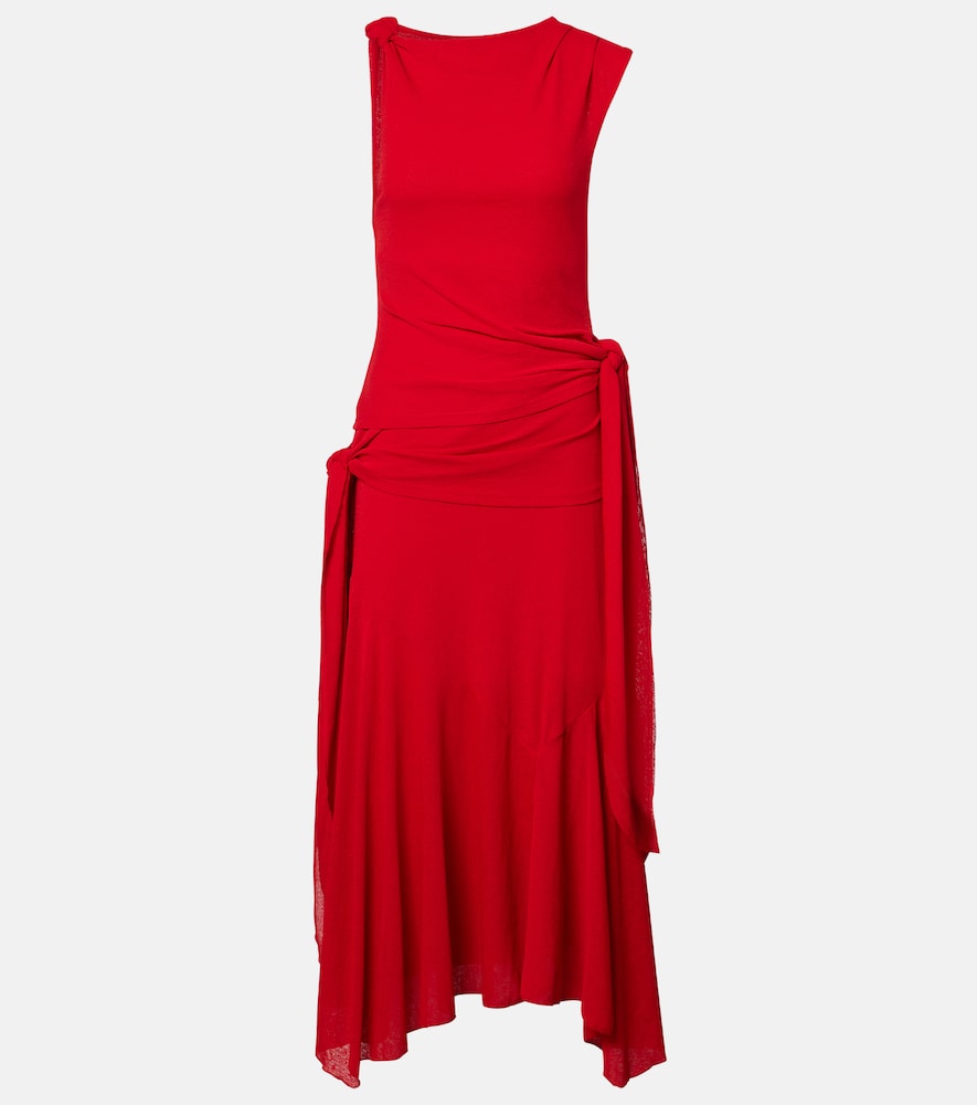 Ganni Women's Red Draped Asymmetric Midi Dress UK Size 8 - Mytheresa