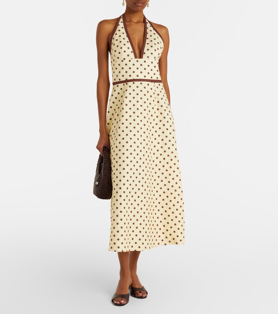 Posse Bowie polka-dot linen and cotton midi dress