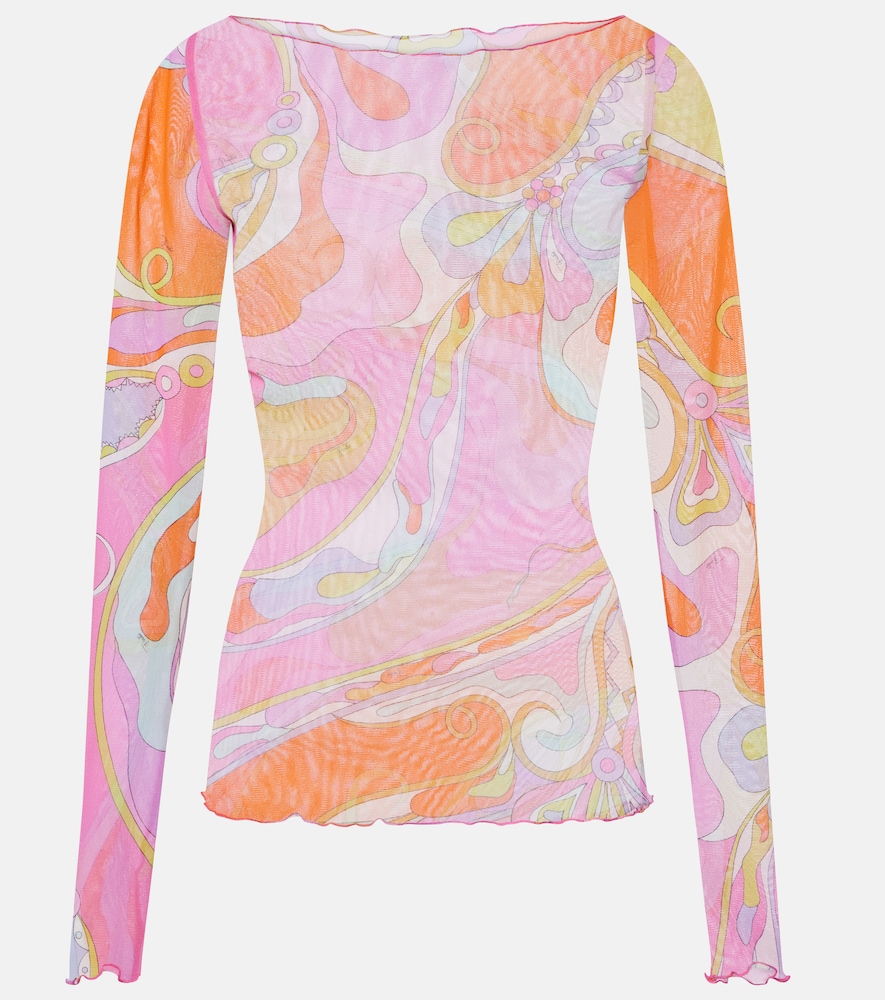 Pucci Orchidee Sheer Tulle Top