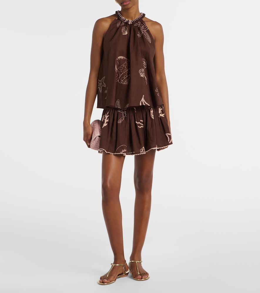 Poupette St Barth Colleen pleated cotton miniskirt