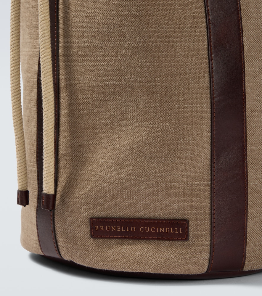  Brunello Cucinelli Brunello Cucinelli Leather-trimmed Canvas Backpack 