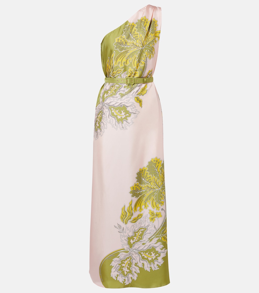 Abito lungo Roy in twill di seta monospalla