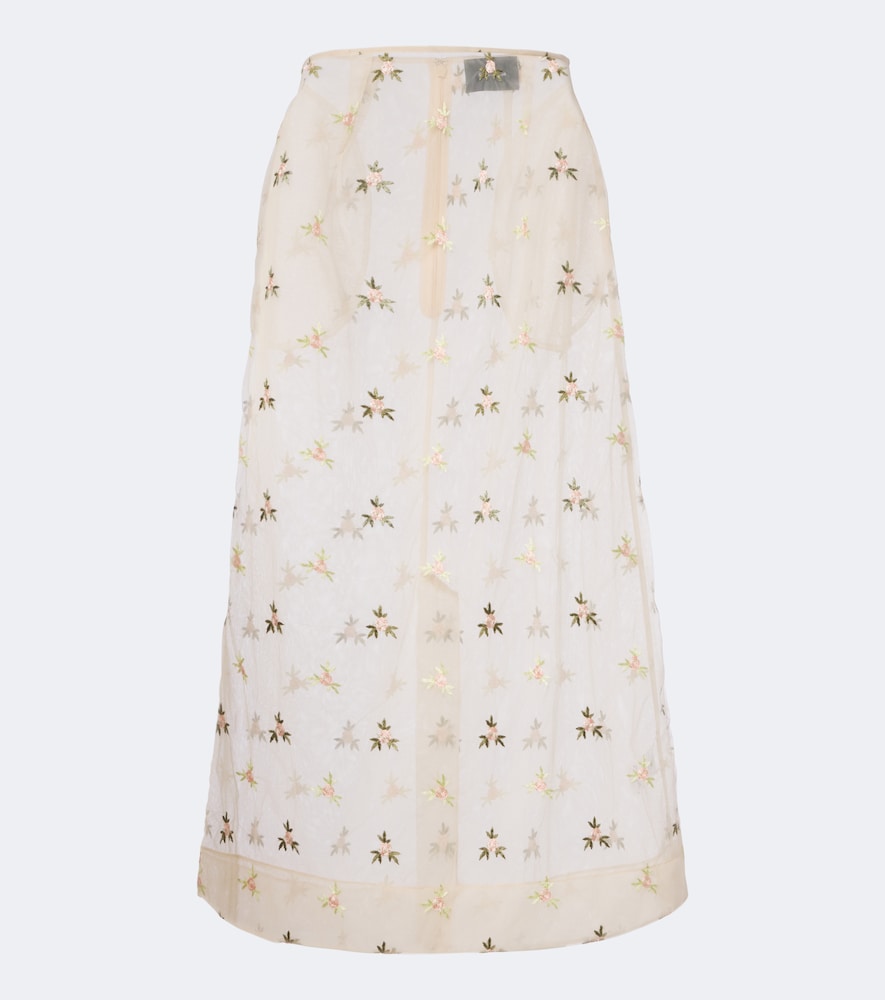 Simone Rocha Jupe midi en tulle à broderies