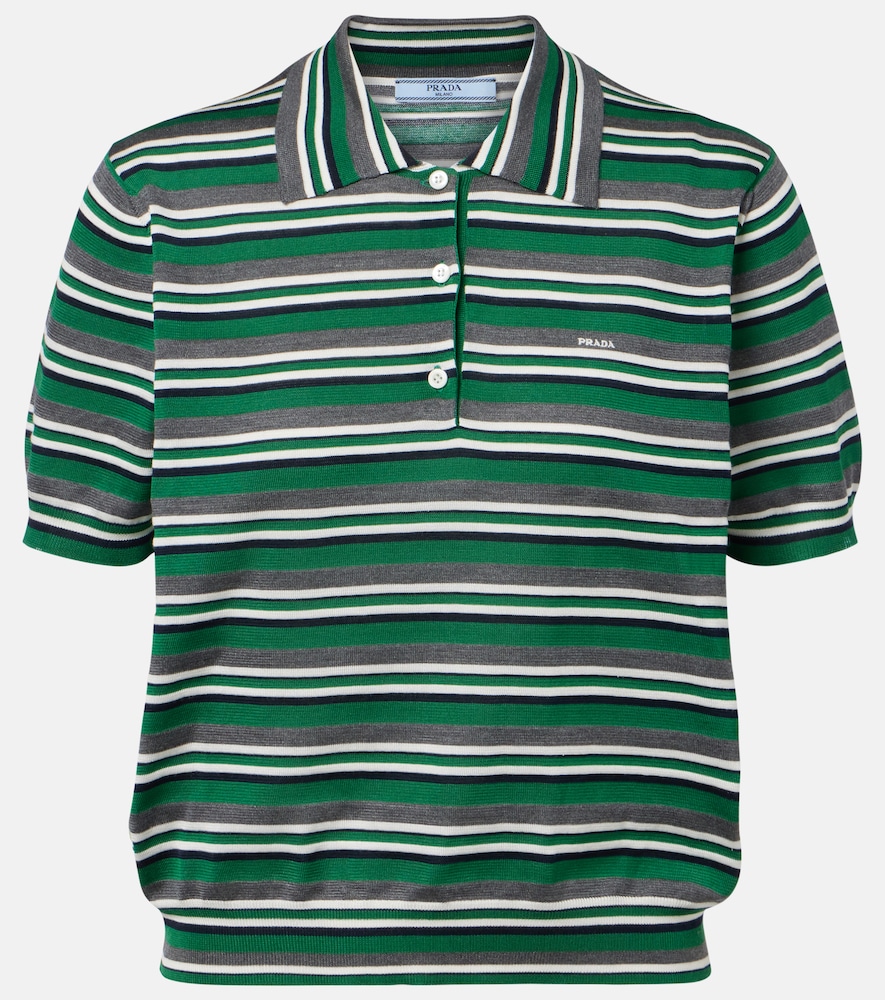 Polo in cotone e seta a righe