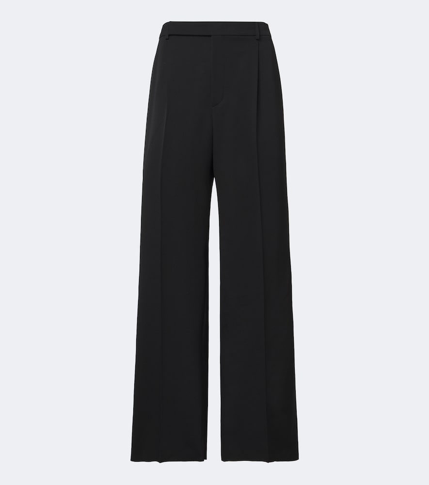 Pantaloni a gamba larga in gabardine di lana