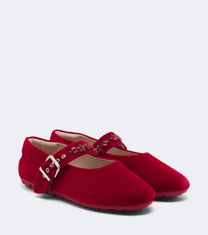 Verzierte Mary Jane Ballerinas aus Samt