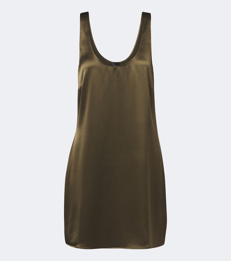 Leset Barb Satin Minidress In Green