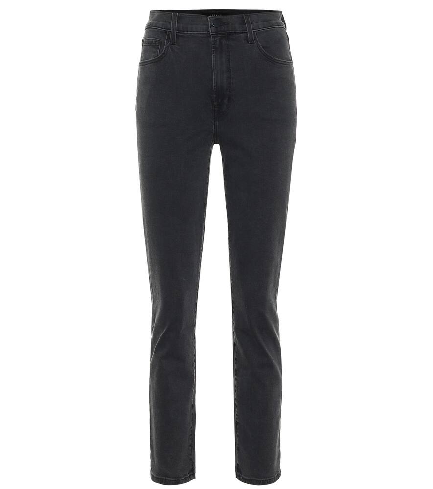 black cropped straight leg jeans