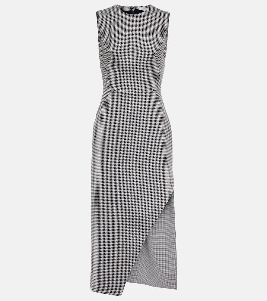 ALEXANDER MCQUEEN HOUNDSTOOTH WOOL MIDI DRESS