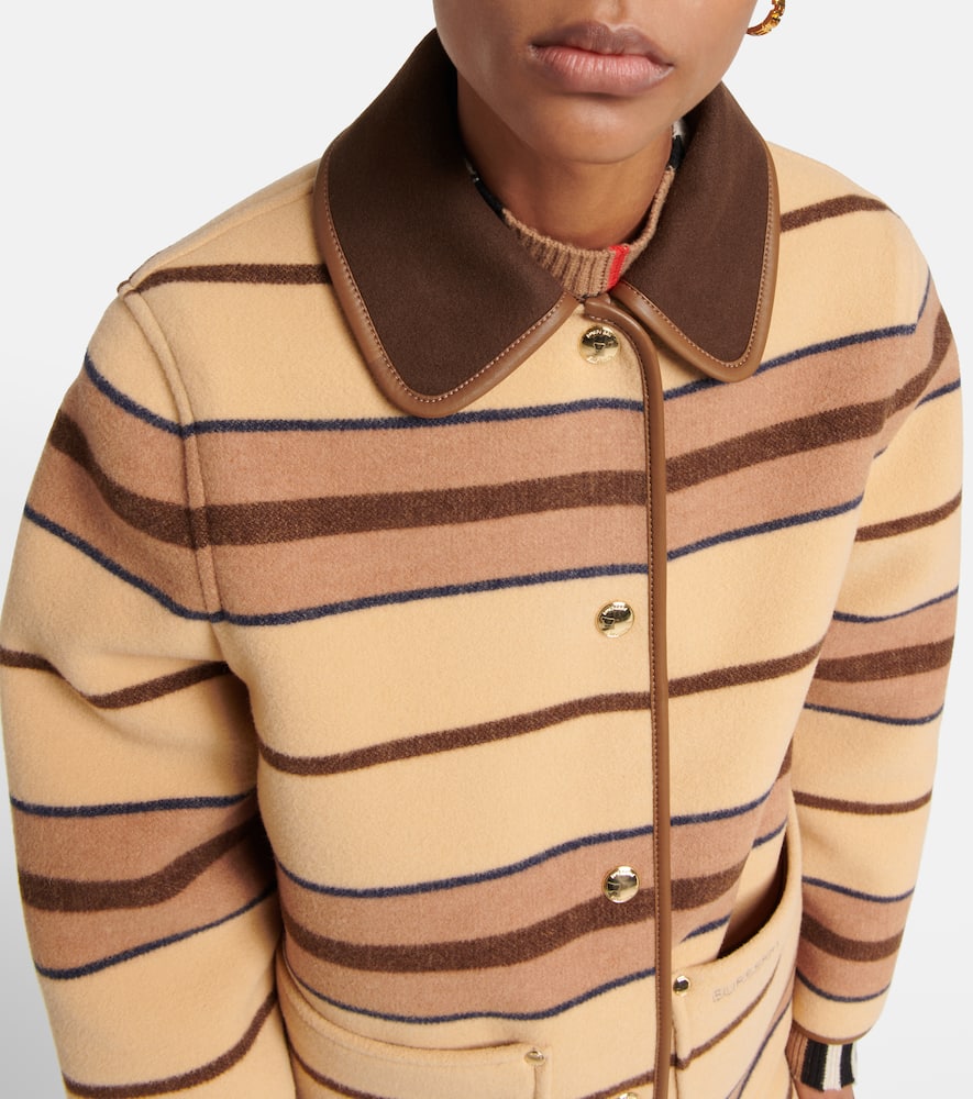 Shop Burberry Striped Wool Jacket In Soft Camel Ip Pat