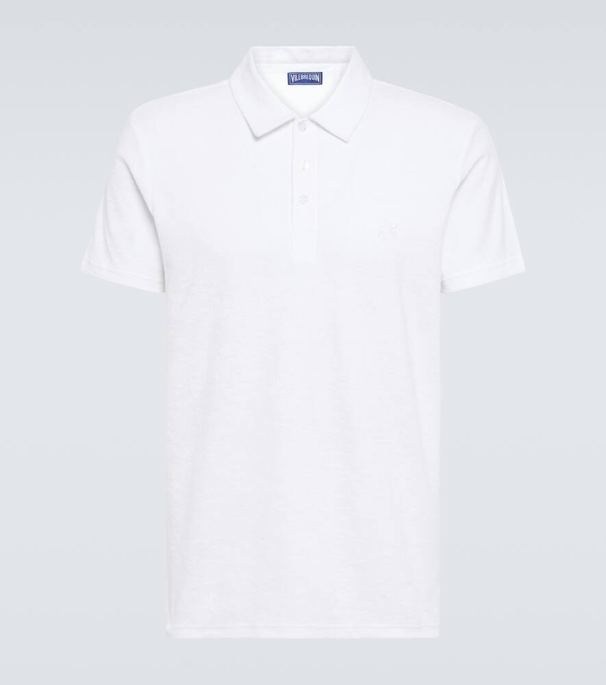 Vilebrequin Pacific Logo-embroidered Cotton-blend Terry Polo Shirt In Blanc
