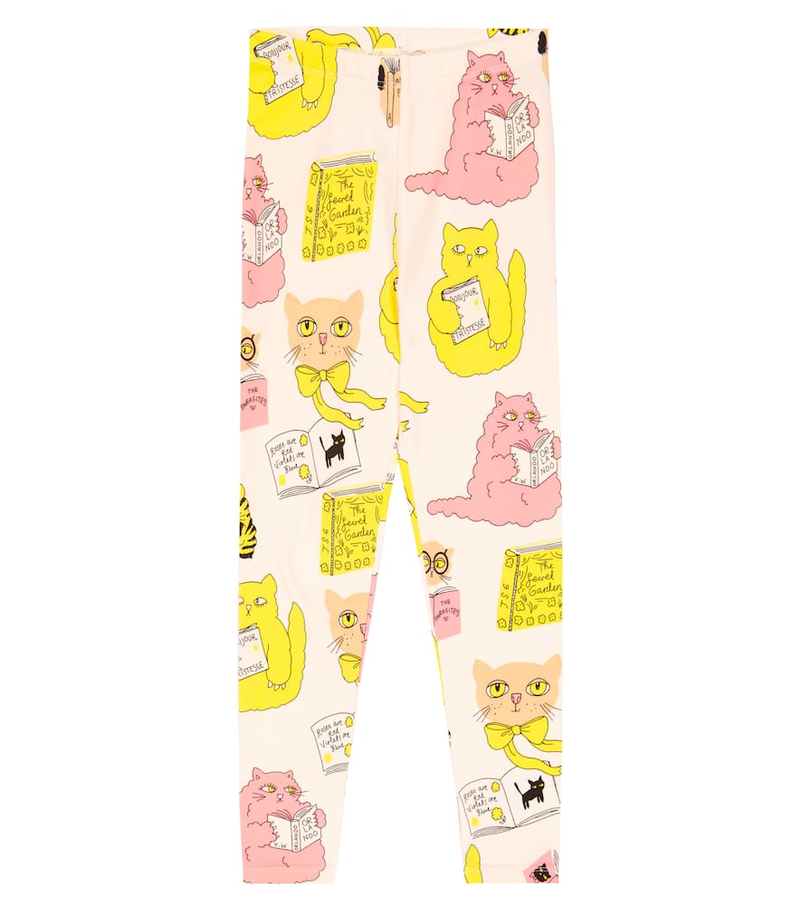 Mini Rodini Printed Cotton Leggings In White