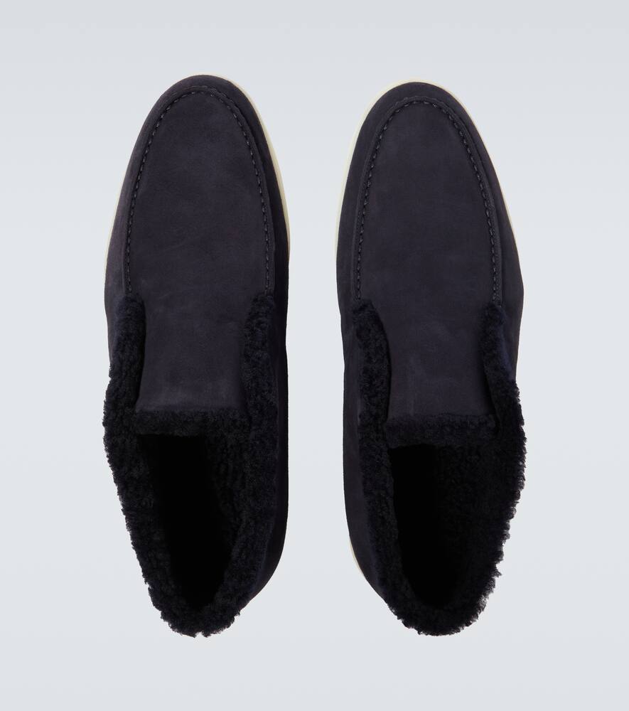 LORO PIANA OPEN WALK SHEARLING-TRIMMED LEATHER ANKLE BOOTS