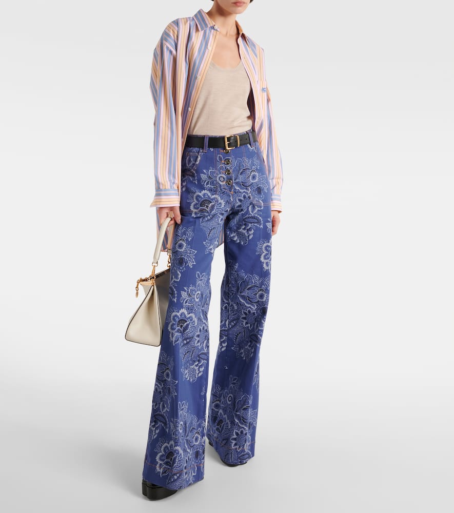 Etro Floral High-rise Flared Jeans In Blue