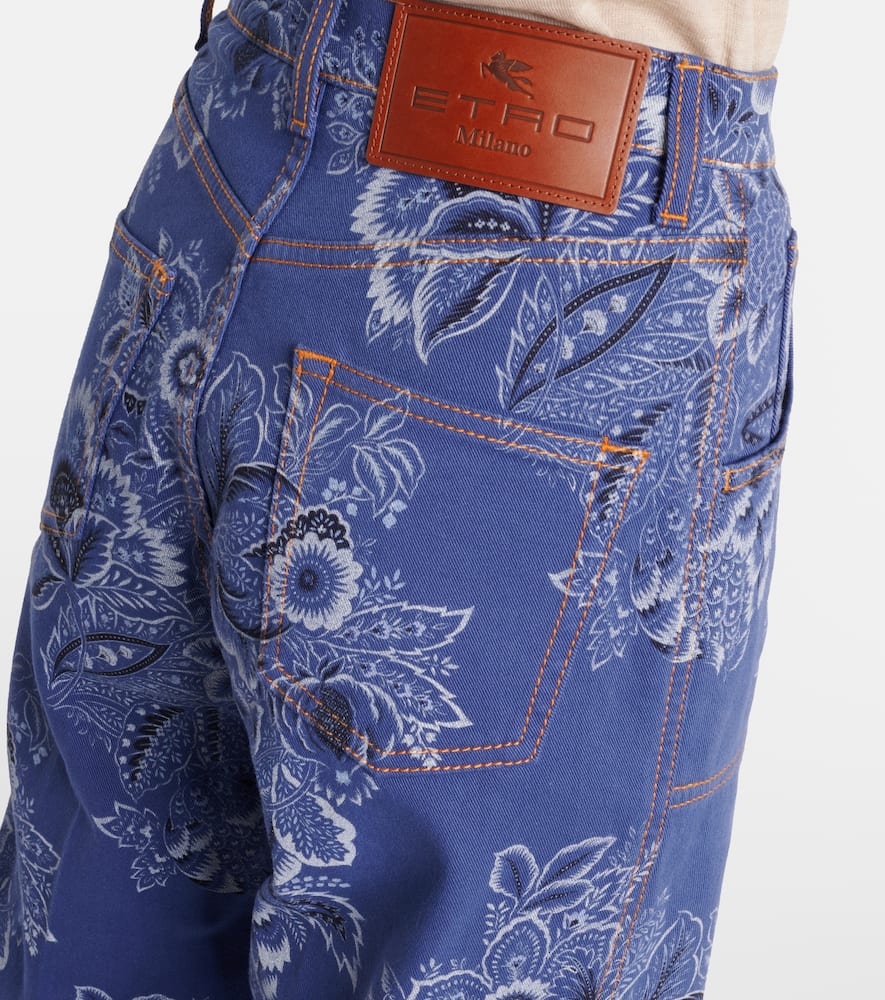 Shop Etro Floral High-rise Flared Jeans In Blue