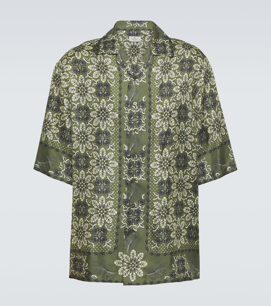 Etro Floral-print Silk Shirt In Green