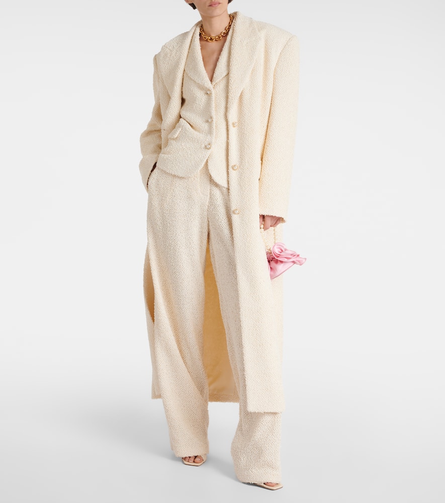 Magda Butrym Cream Wool Blend Wide-leg Pant In White