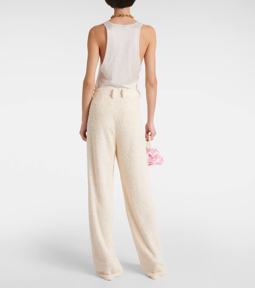 Magda Butrym Cream Wool Blend Wide-leg Pant In White