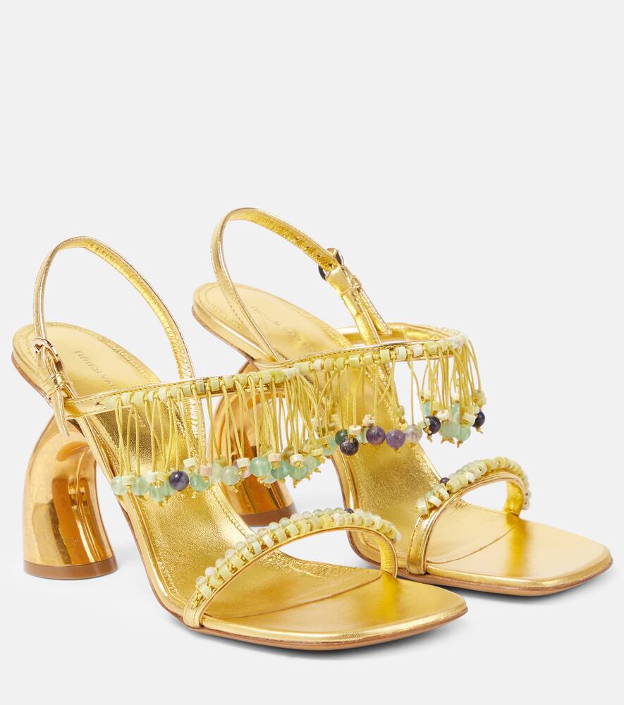 Dries Van Noten 95 beaded metallic leather sandals