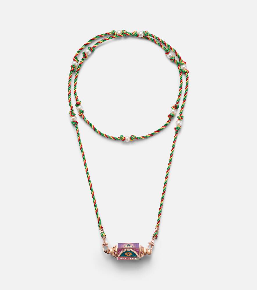 Marie Lichtenberg Believe 18kt rose gold locket necklace with diamonds and gemstones
