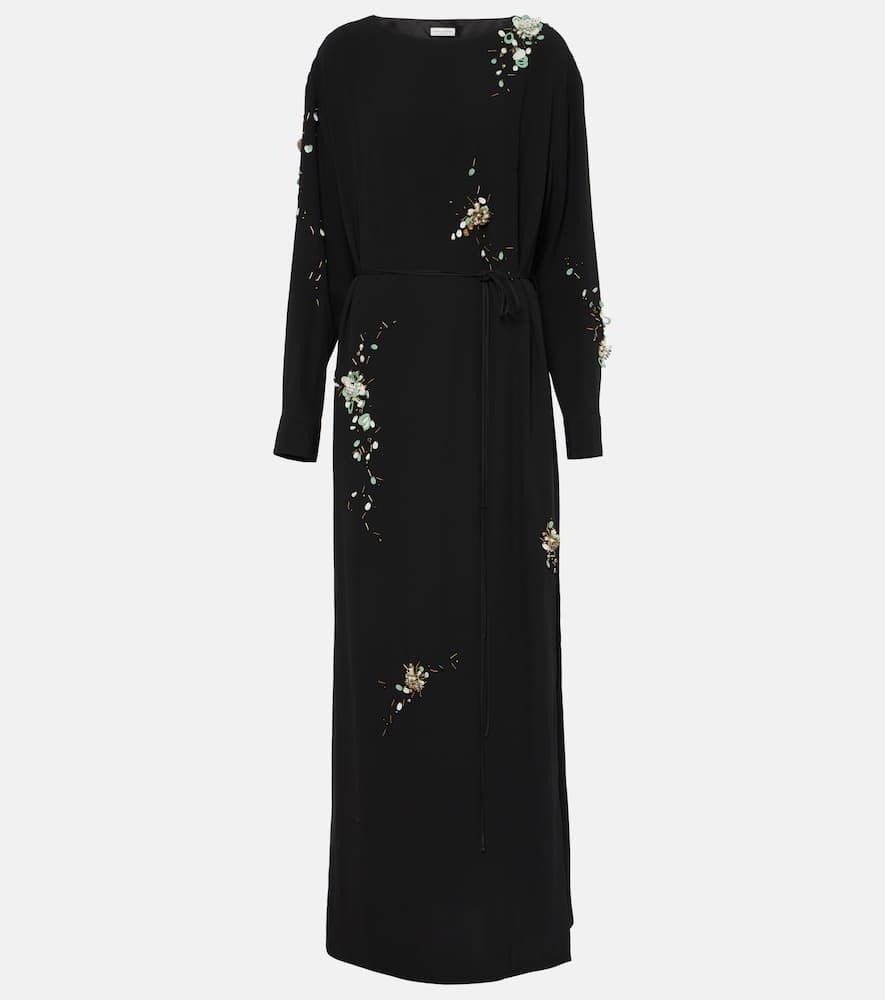Dries Van Noten Duzco Embellished Maxi Dress In Black
