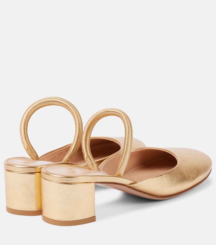 Gianvito Rossi Tivoli 45 Metallic Leather Mules In Mekong