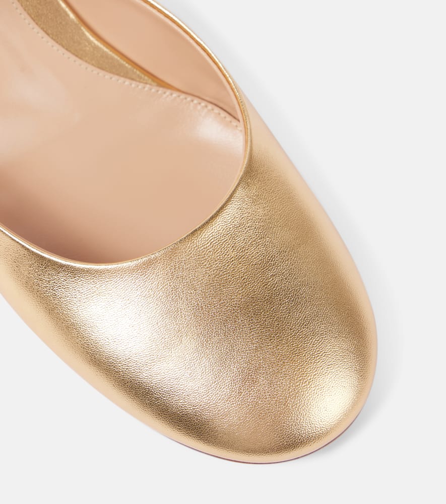 Gianvito Rossi Tivoli 45 Metallic Leather Mules In Mekong