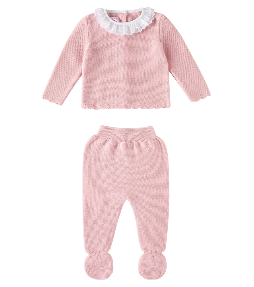 La Coqueta Baby Amaya wool cardigan and pants set