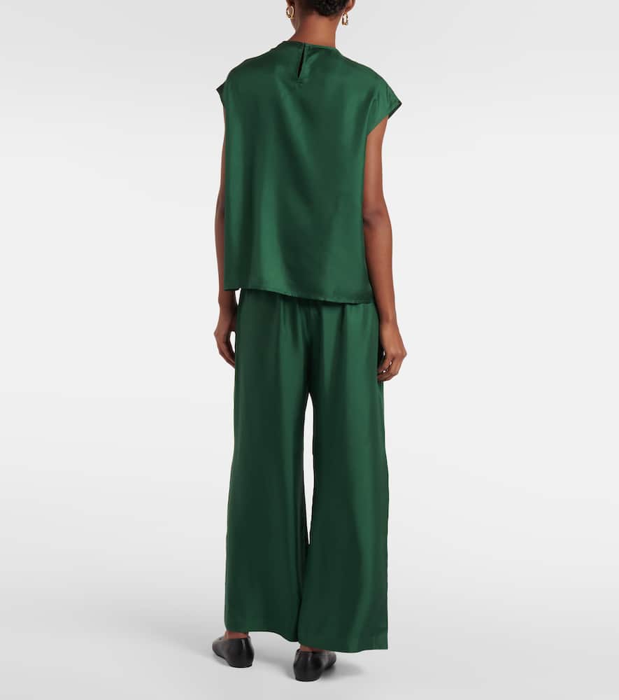 Asceno Dasha Silk Twill Top In Grün