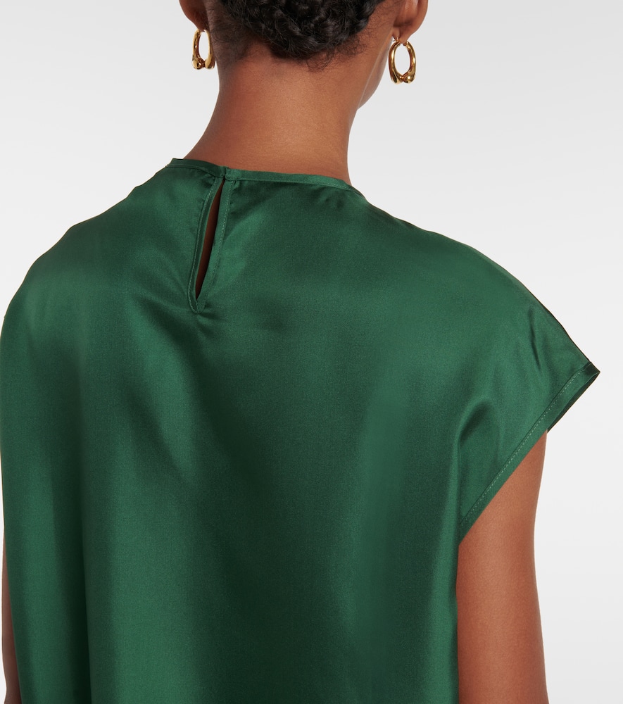 Asceno Dasha Silk Twill Top In Grün