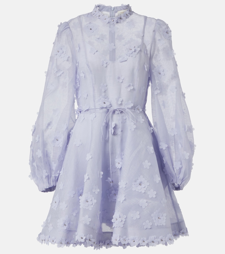 Zimmermann Women's Blue Matchmaker Lift Off Linen And Silk Minidress UK Size 14 - Mytheresa