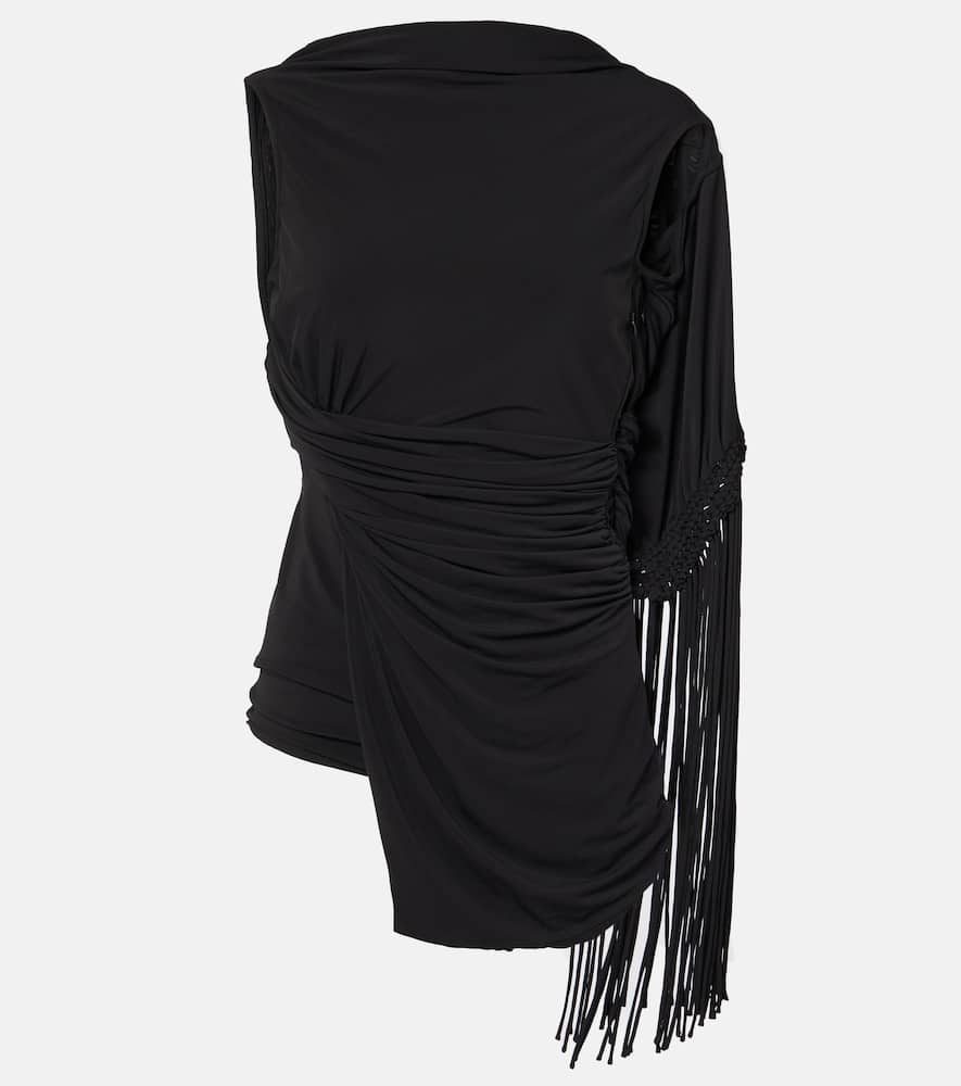 Laon draped macramé-trimmed top