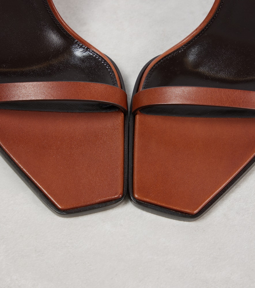 Saint Laurent 90mm May Leather Ankle-strap Wedge Sandals In Braun
