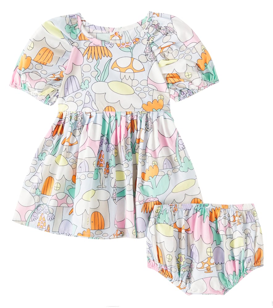 Stella Mccartney Baby Printed Cotton Dress And Bloomers Set In Multicoloured