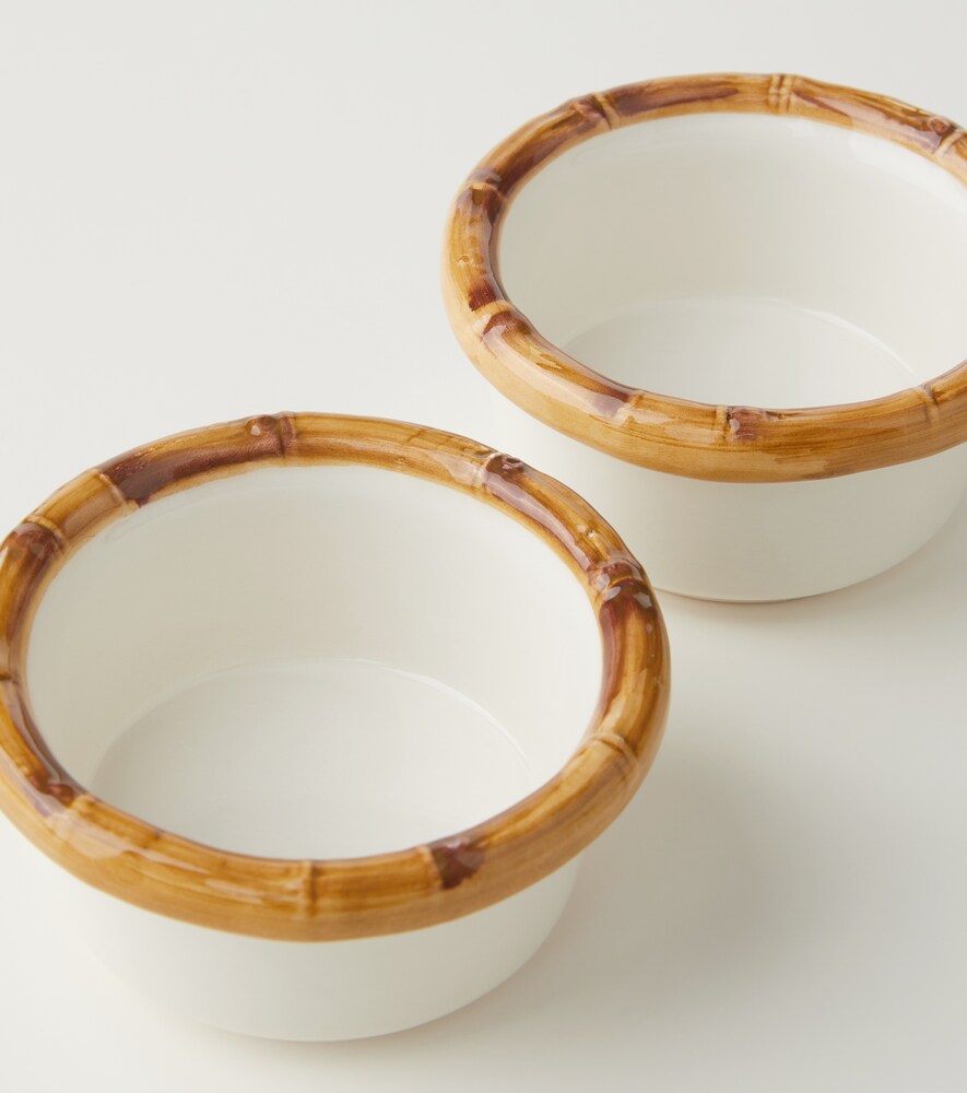  Les-ottomans Les-ottomans Bamboo Set Of 2 Ceramic Bowls 