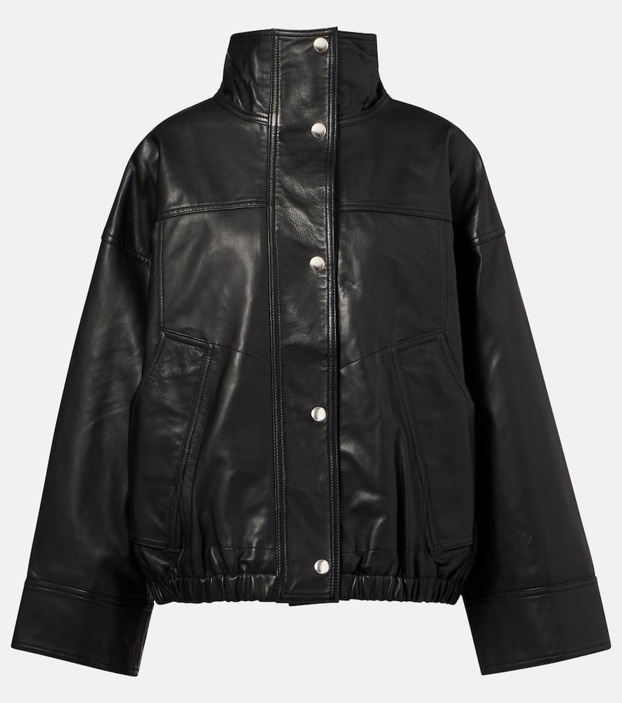 Rohe Leather Bomber Jacket In Black
