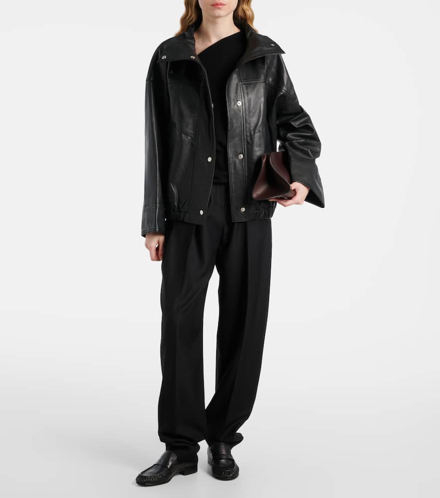Rohe Leather Bomber Jacket In Black