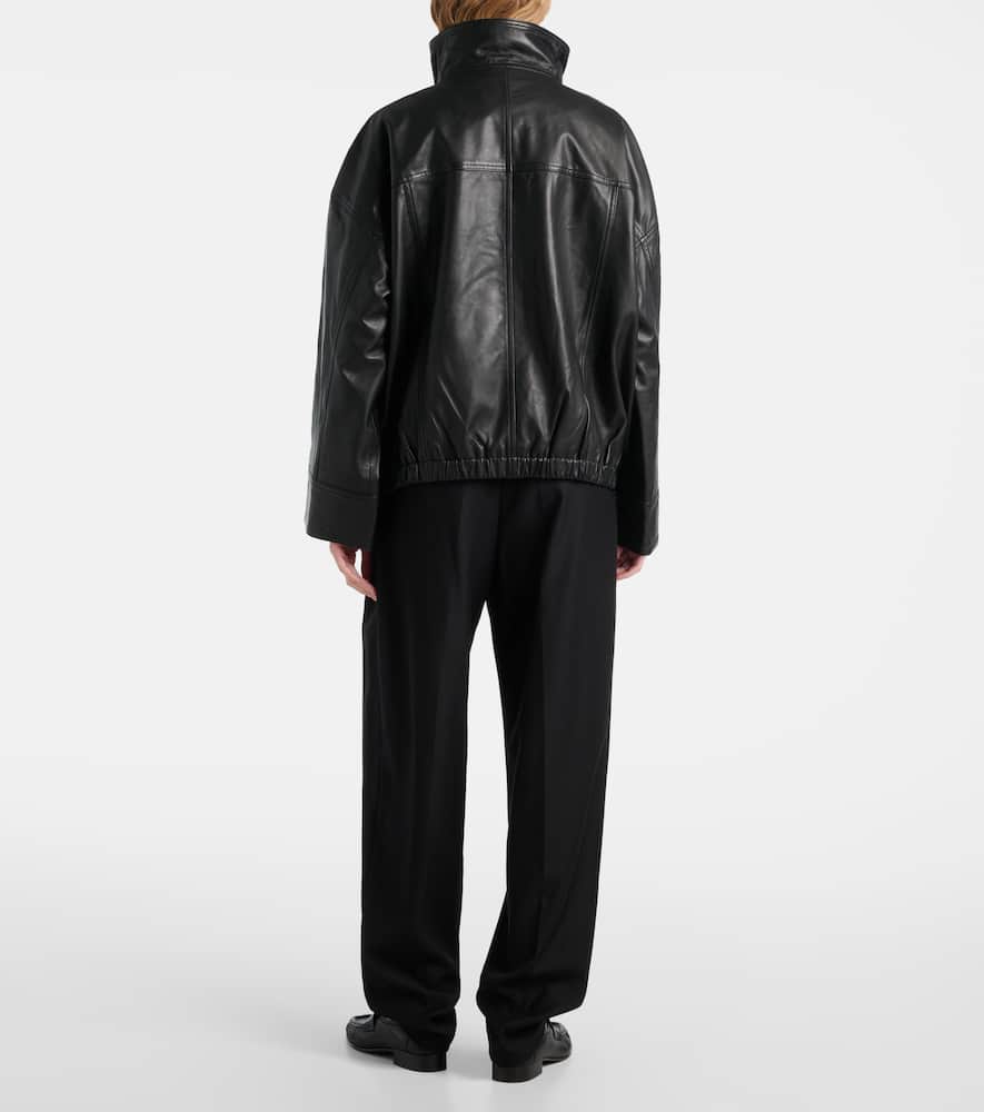 Rohe Leather Bomber Jacket In Black