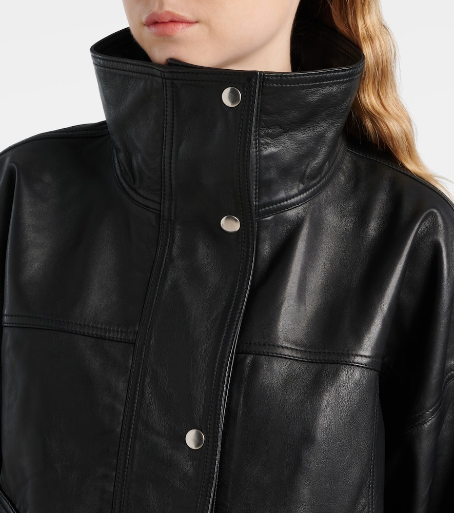 Rohe Leather Bomber Jacket In Black